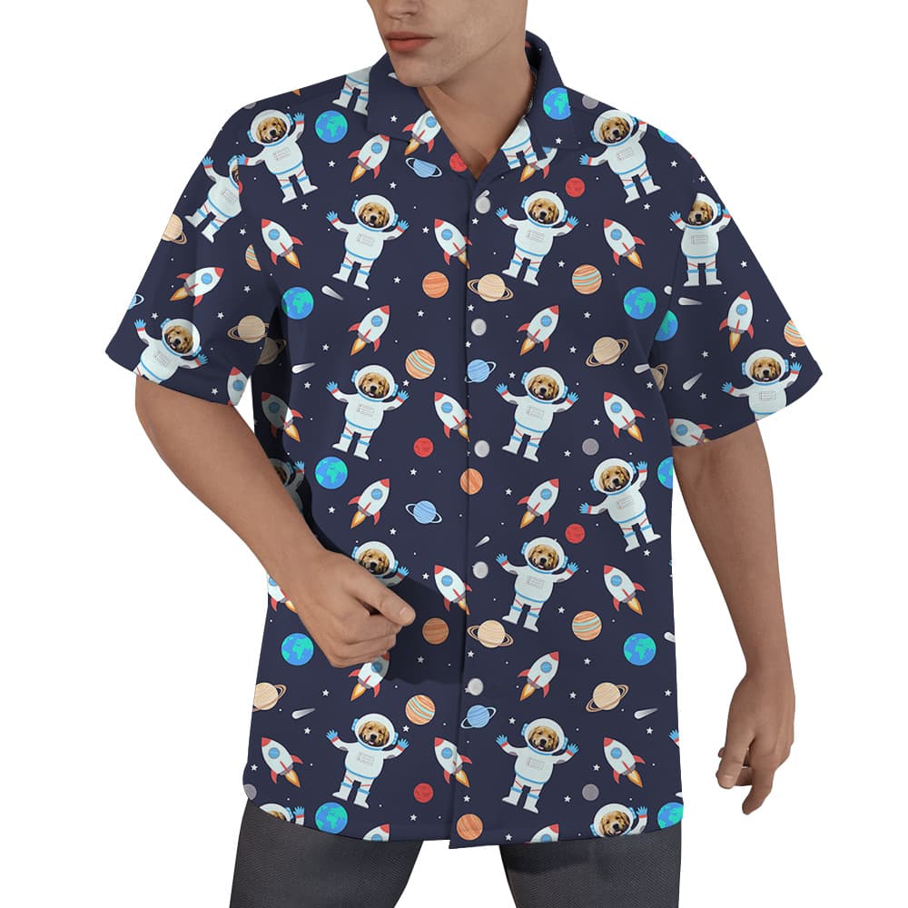 UFO Pooch Party Custom Hawaiian Men Shirt With Dog Face1