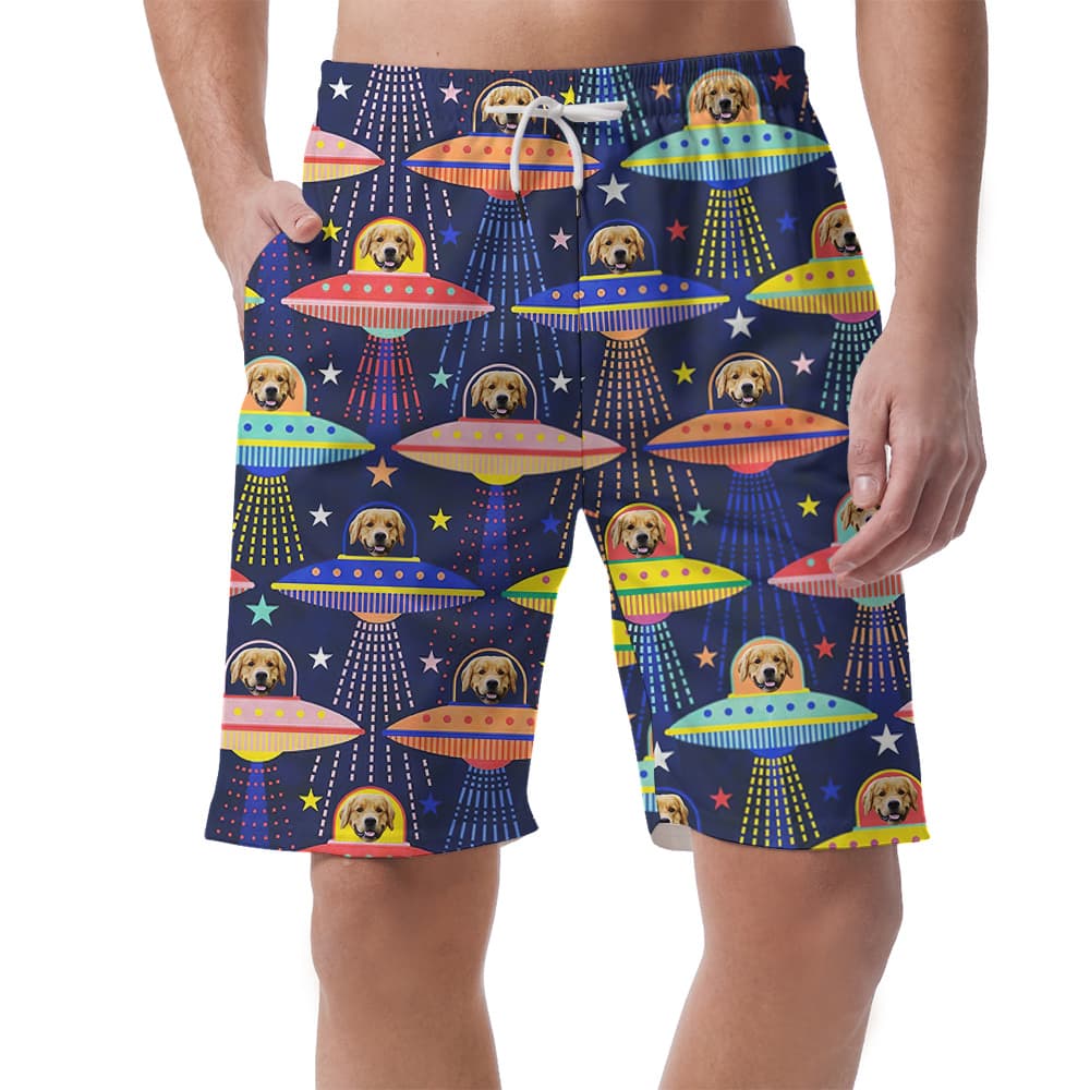 UFO and Doggie Custom Hawaiian Short with Dog Face1