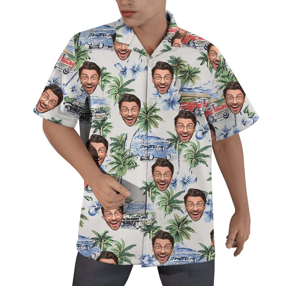 Vintage Beach Custom Button Up Shirt With Face1