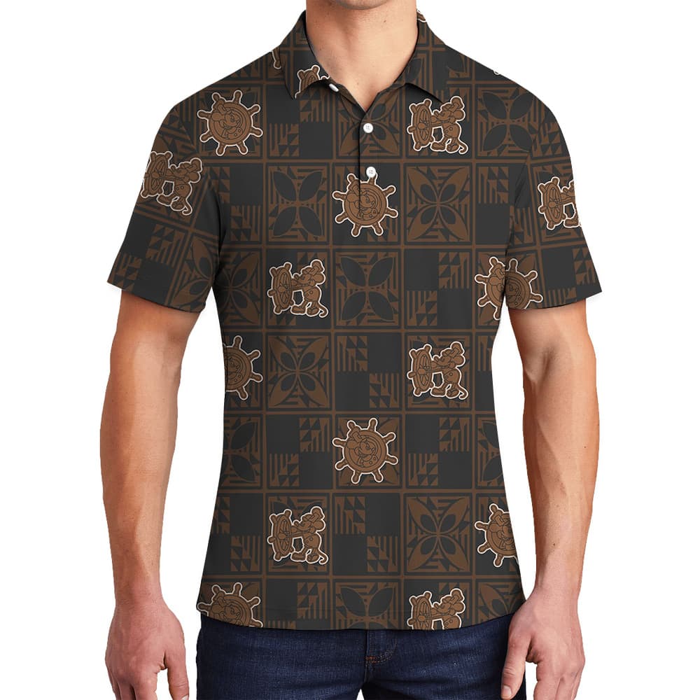 Vintage Brown Mickey Mouse 1928 Version Hawaiian Men Polo Shirt1