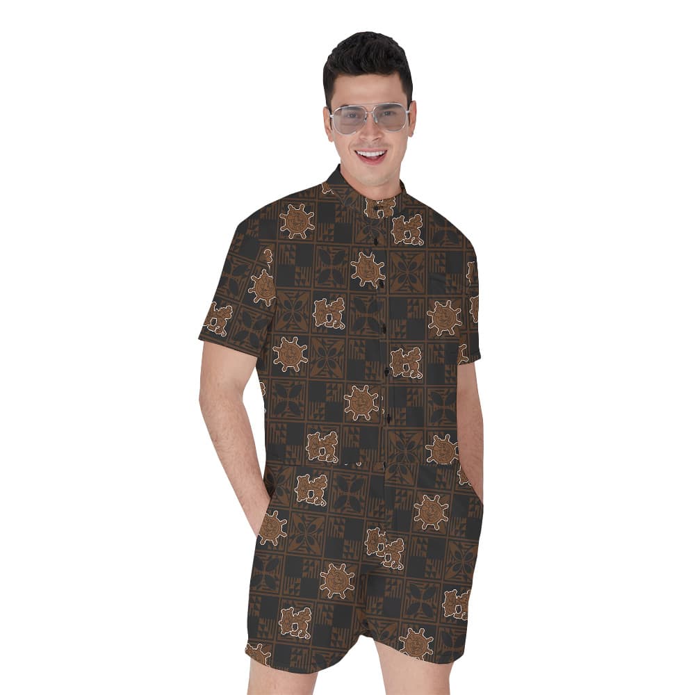 Vintage Brown Mickey Mouse 1928 Version Hawaiian Men Romper1