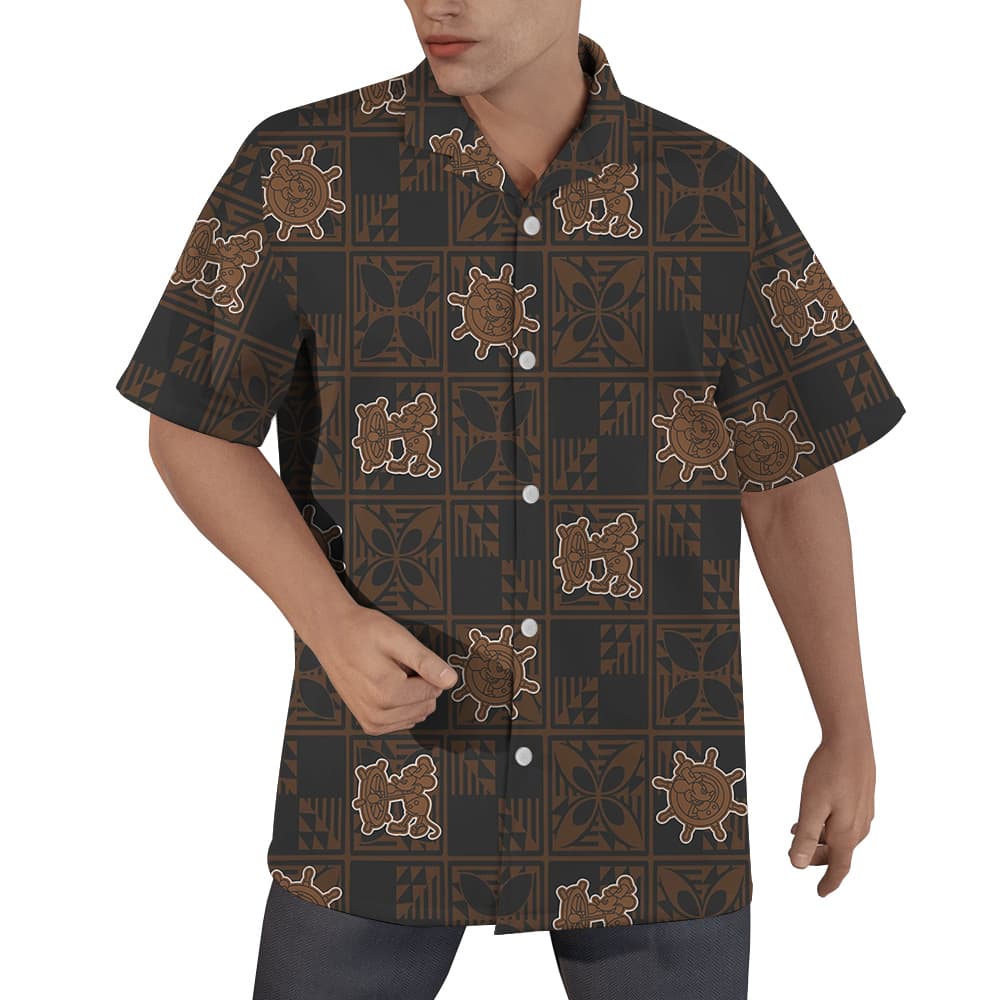 Vintage Brown Mickey Mouse 1928 Version Hawaiian Men Shirt1