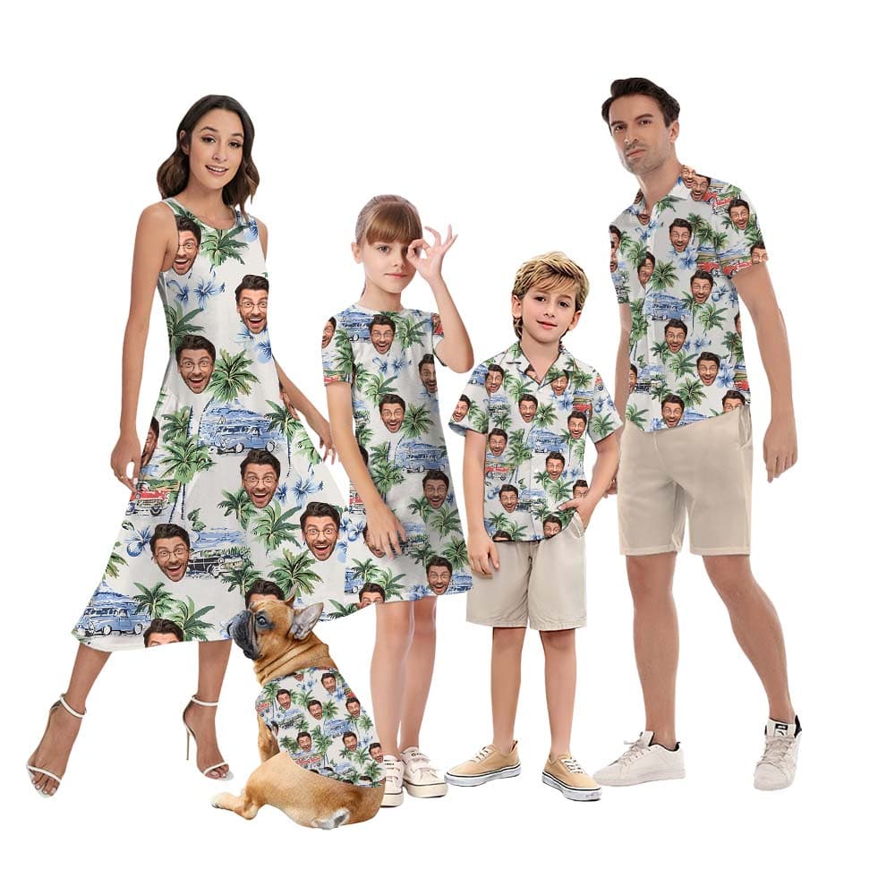 Vintage Custom Beach Matching Family And Dog Hawaiian Shirt1