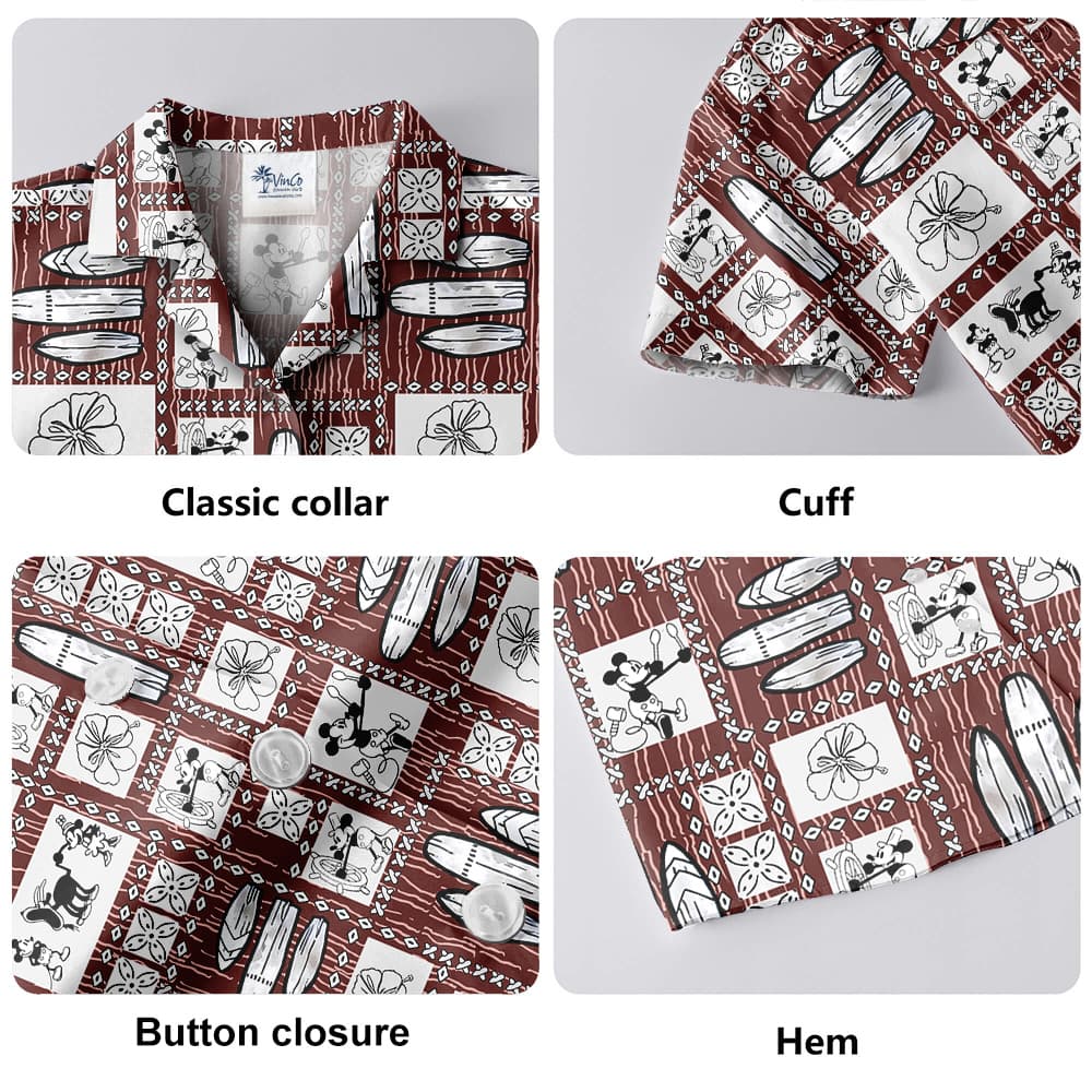 Vintage Mickey Steamboat Willie Aloha Button Up Shirt