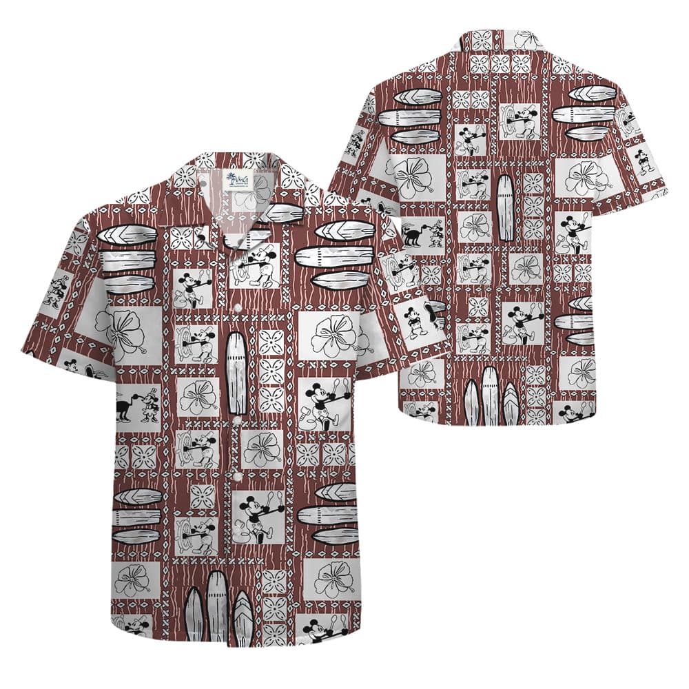 Vintage Mickey Steamboat Willie Aloha Button Up Shirt