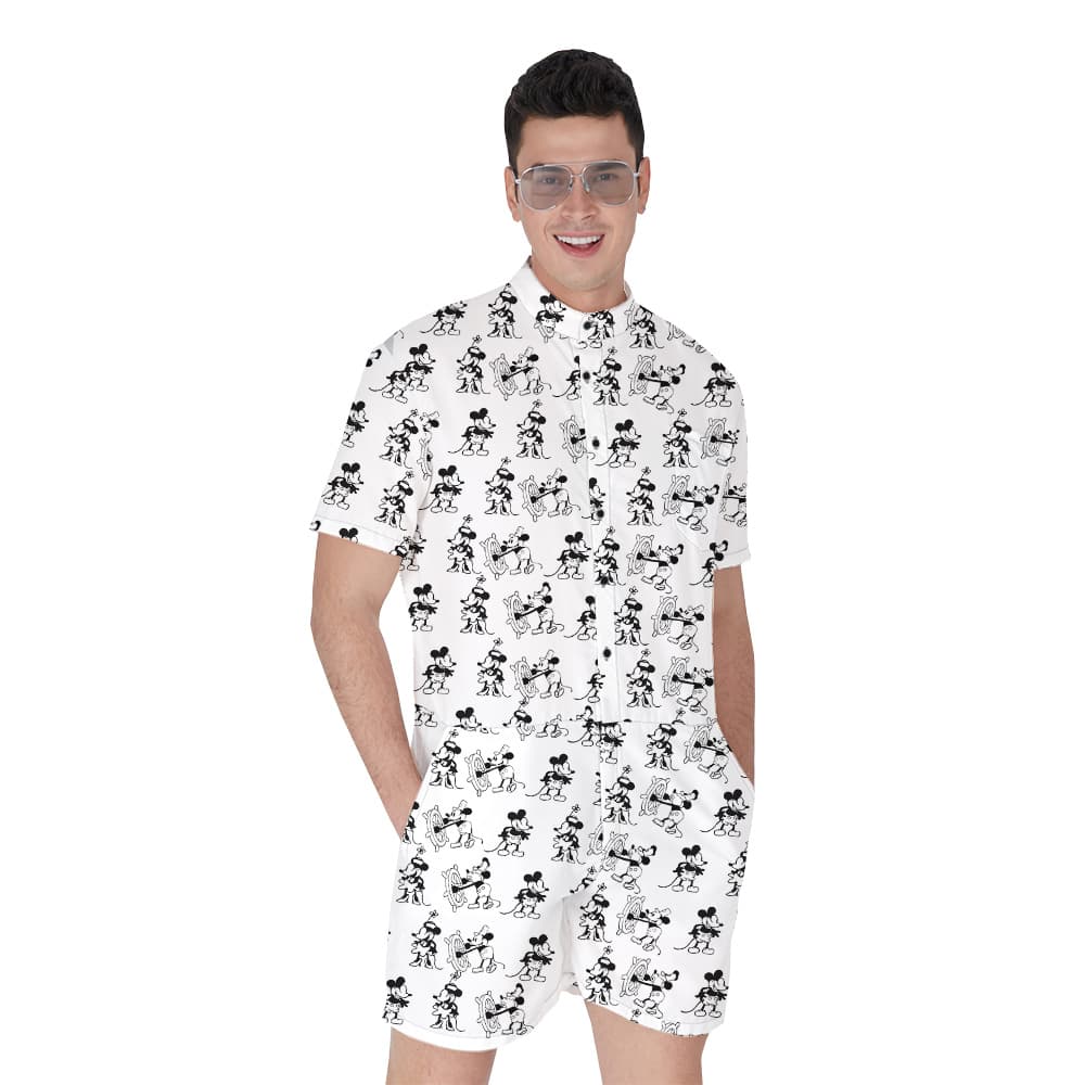 Vintage Steamboat Willie Mickey Men's Hawaiian Romper