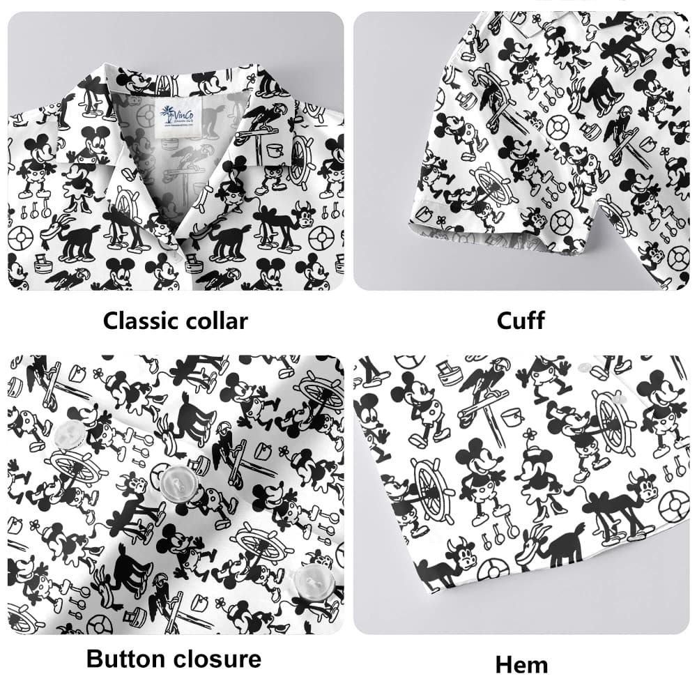 Vintage Steamboat Willie Movie 1928 Mickey Hawaiian Shirt