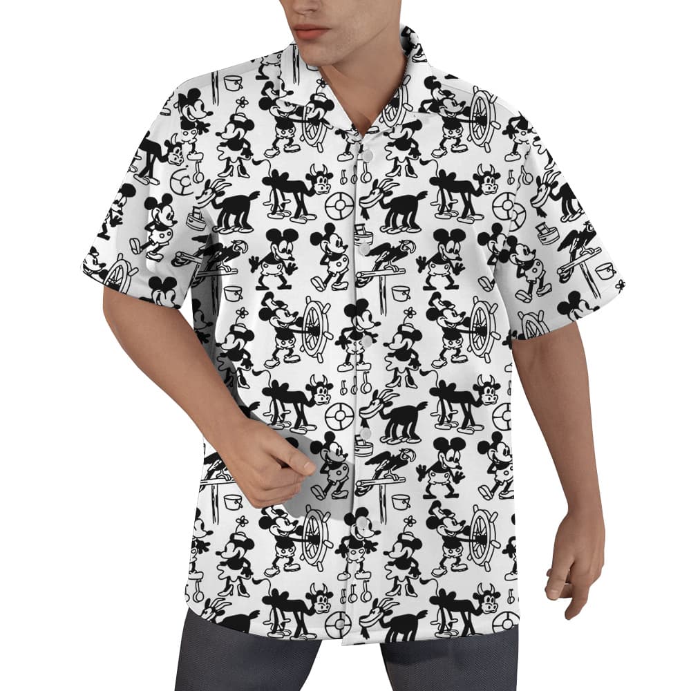 Vintage Steamboat Willie Movie 1928 Mickey Hawaiian Shirt (5)