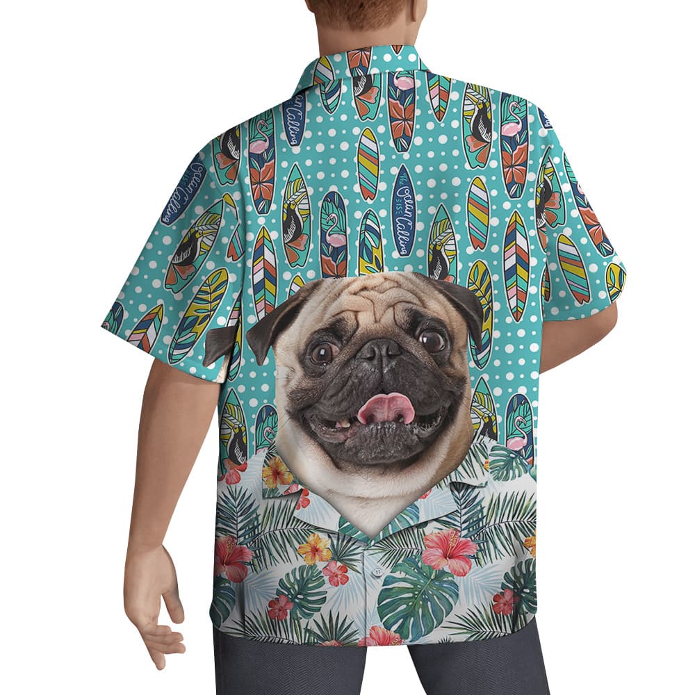 Wave Rider Doggie Custom Hawaiian Men Shirt with Dog2