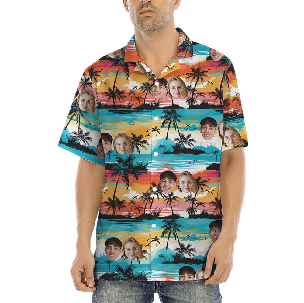 Beach Hawaiian Aloha Shirt With Custom Faces