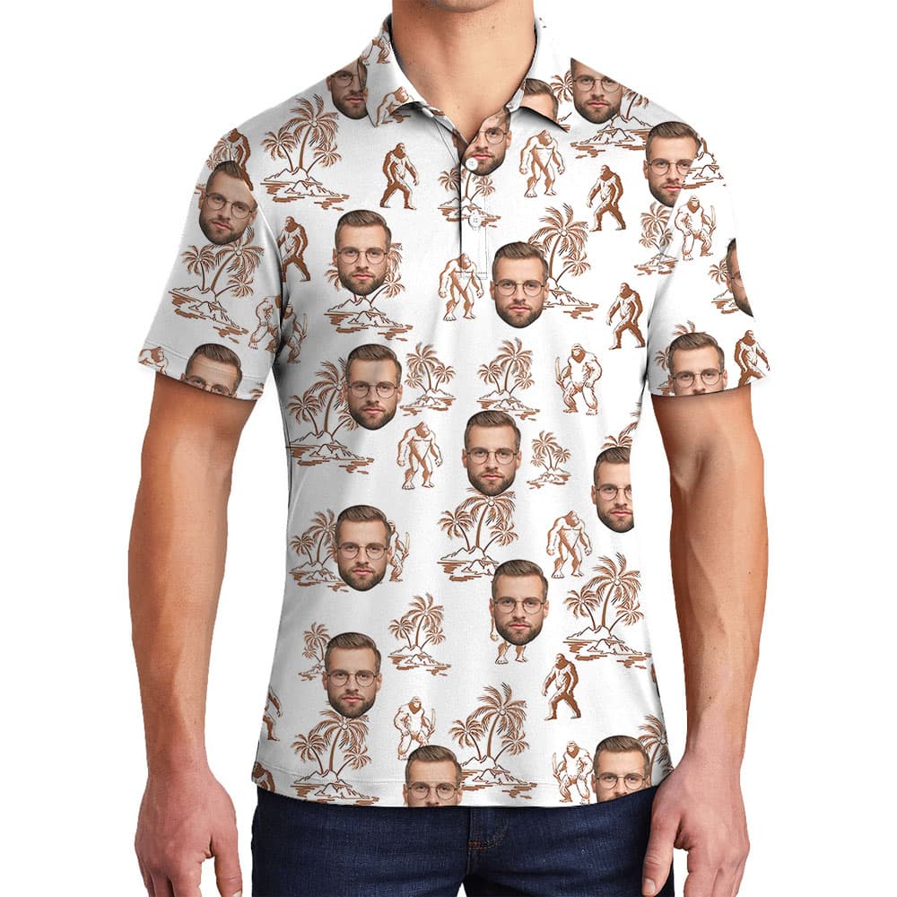 Bigfoot Men's Polo Shirt With Custom Faces: Logos1