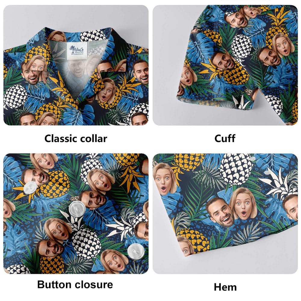 Blue Custom Pineapple Tropical Men's Shirt With 2 Faces