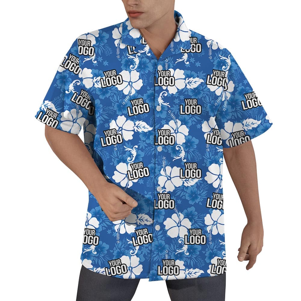 Blue Hawaiian Shirt With Custom logo for Team