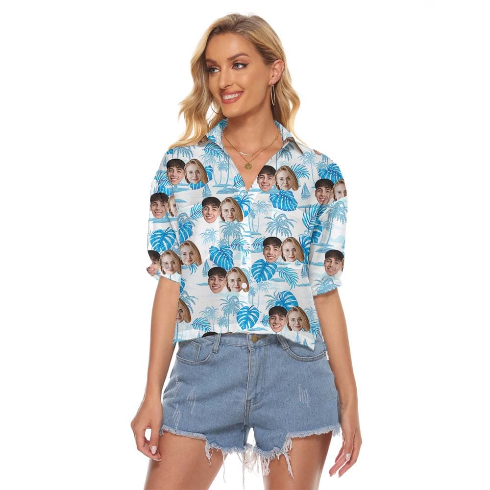 Blue Print Custom Face Women's Crop Top1