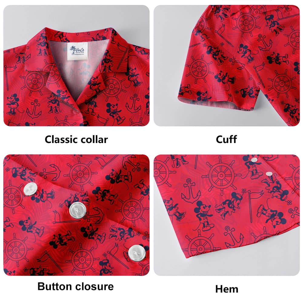 Classic Steamboat Willie Mickey Red Hawaiian Shirt