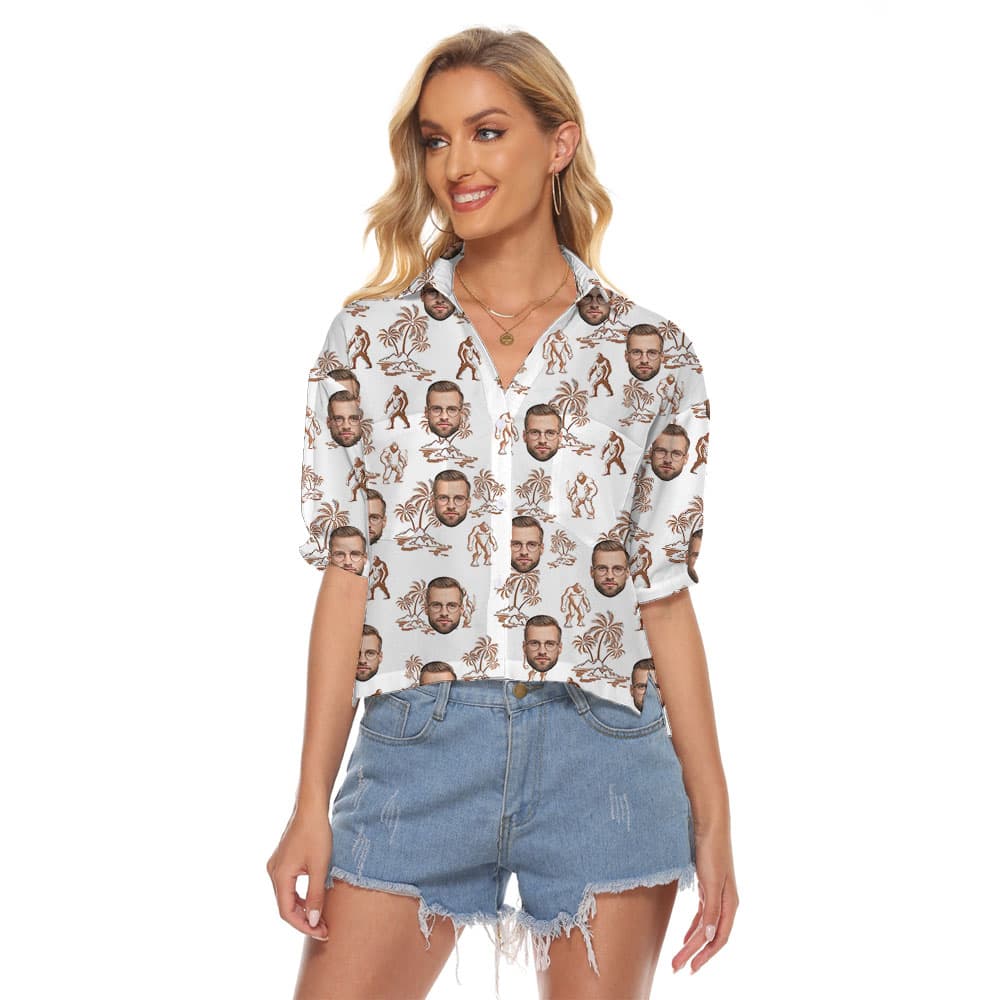 Custom Bigfoot Women's Blouse With Faces1