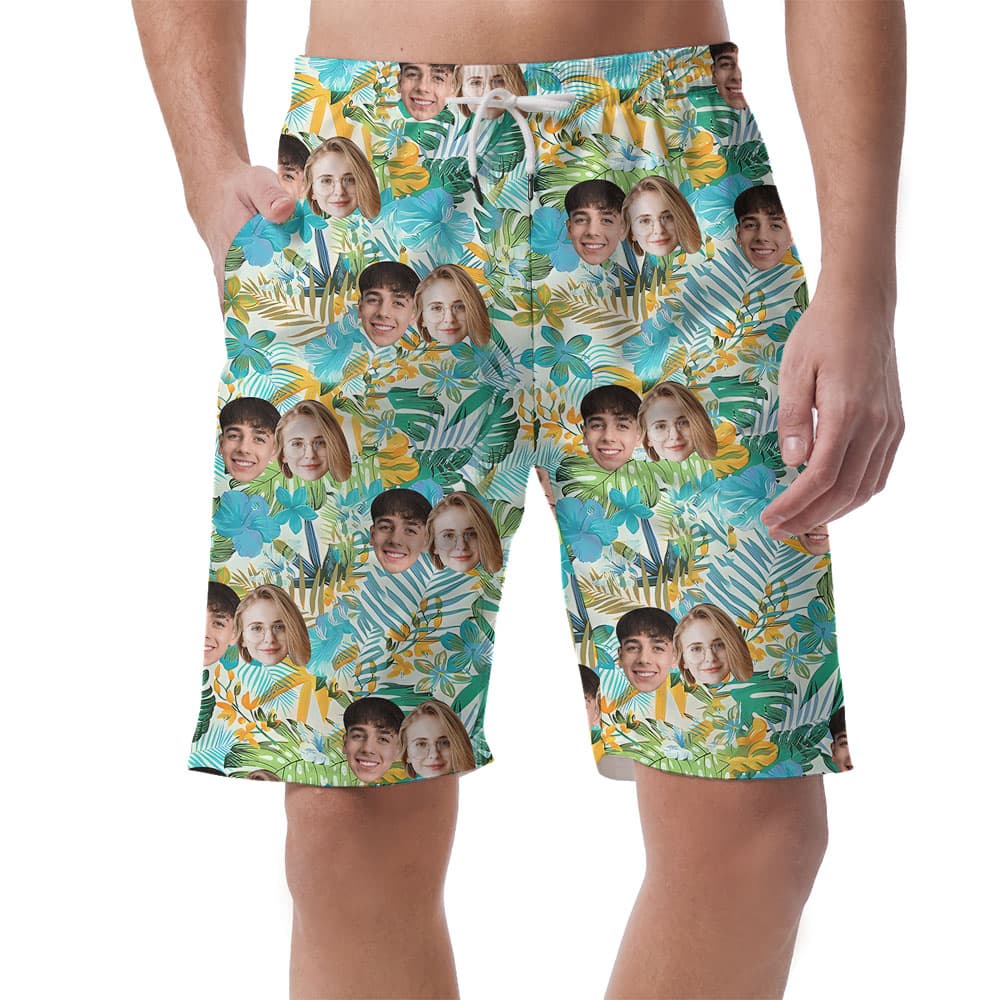 Custom Couple Faces On Hawaiian Shorts For Men1
