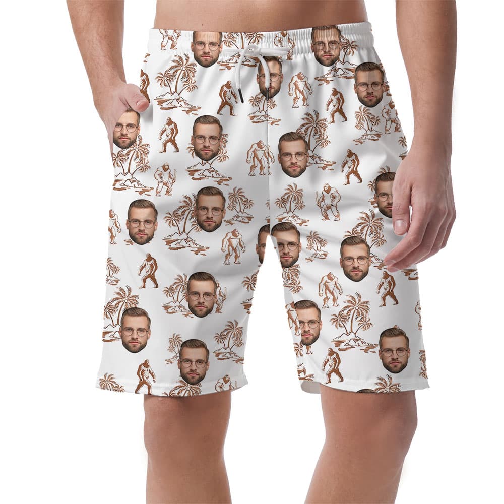 Custom Face Bigfoot Men's Hawaiian Shorts1