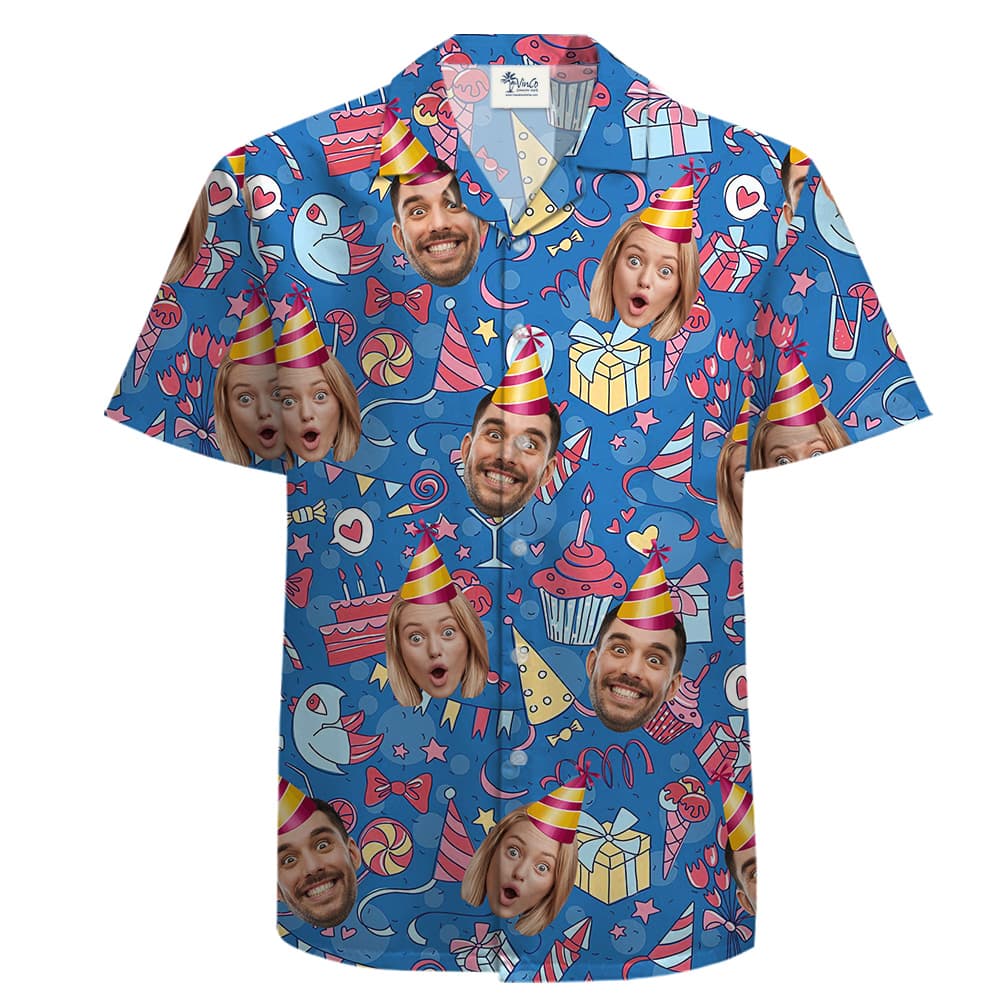 Custom Face Birthday Cotton Aloha Shirt for Men2