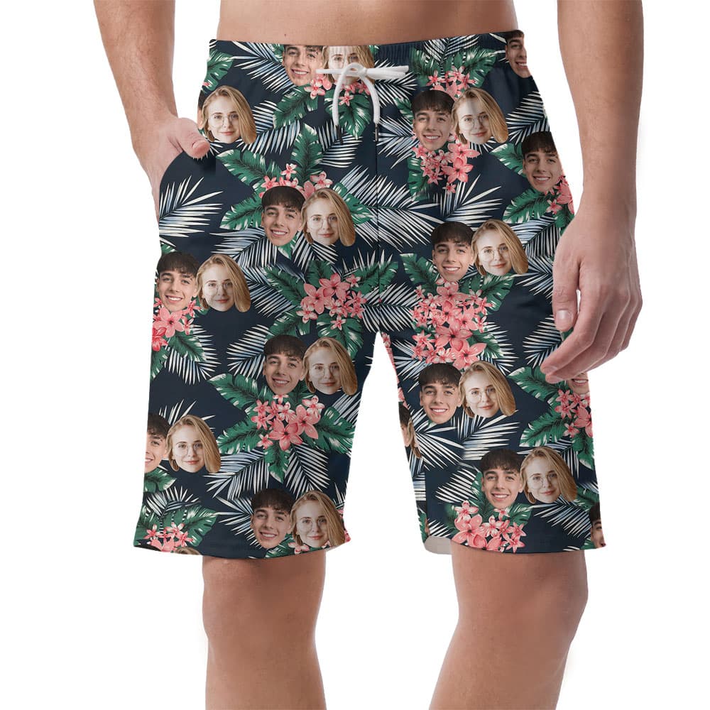 Custom Face Floral Print Mens Short With Faces1