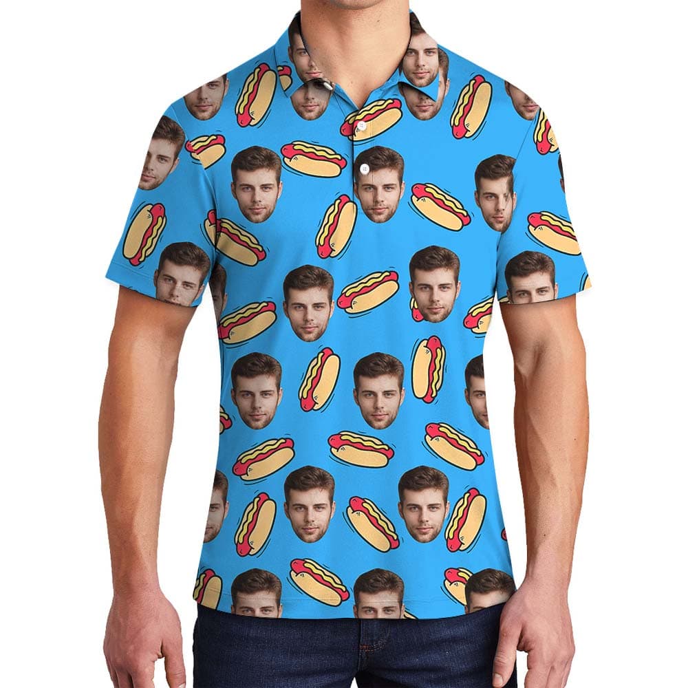 Custom Face Hot Dog Men's Polo Shirt 4
