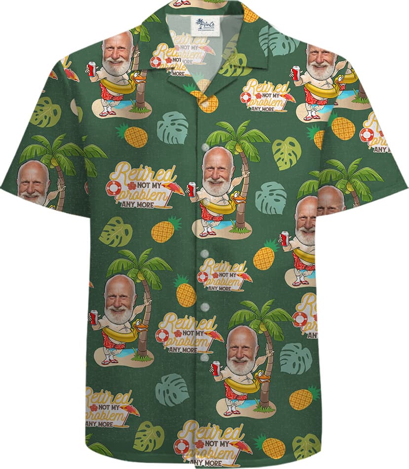 Custom Face Retired Not My Problem Anymore 100 Cotton Tropical Men Shirt2