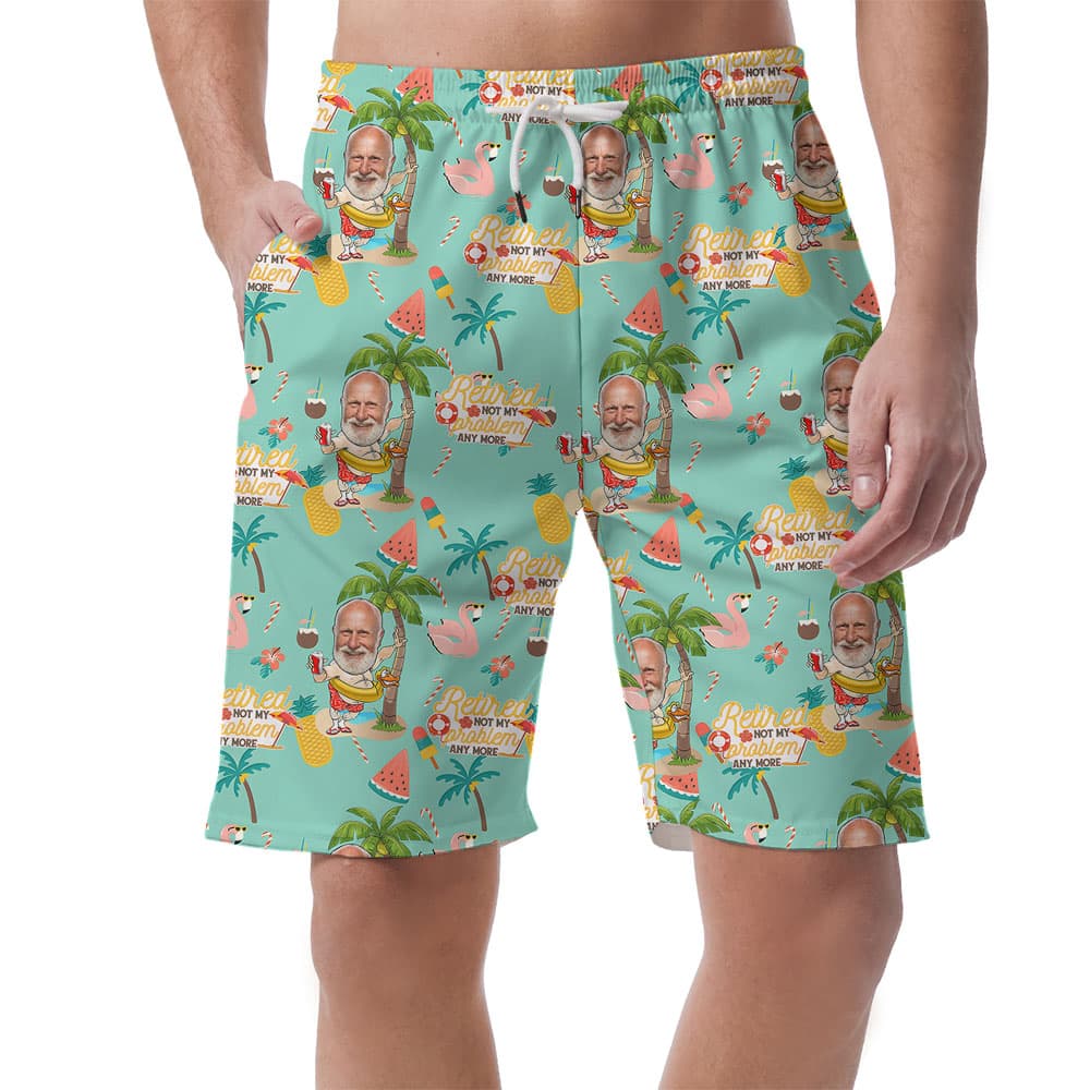 Custom Face Retirement Beach Men's Swim Shorts1