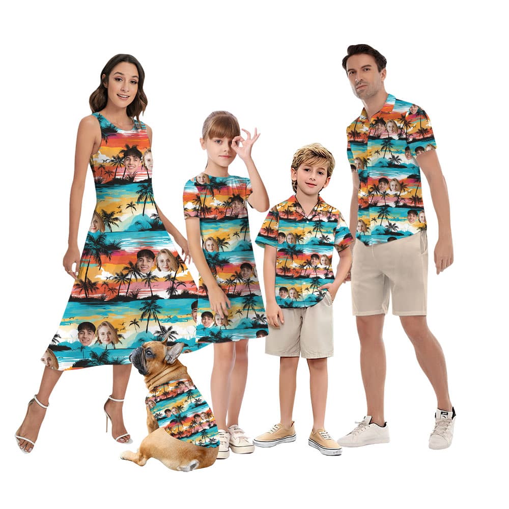 Custom Face Sunset Beach Matching Hawaiian Shirt4