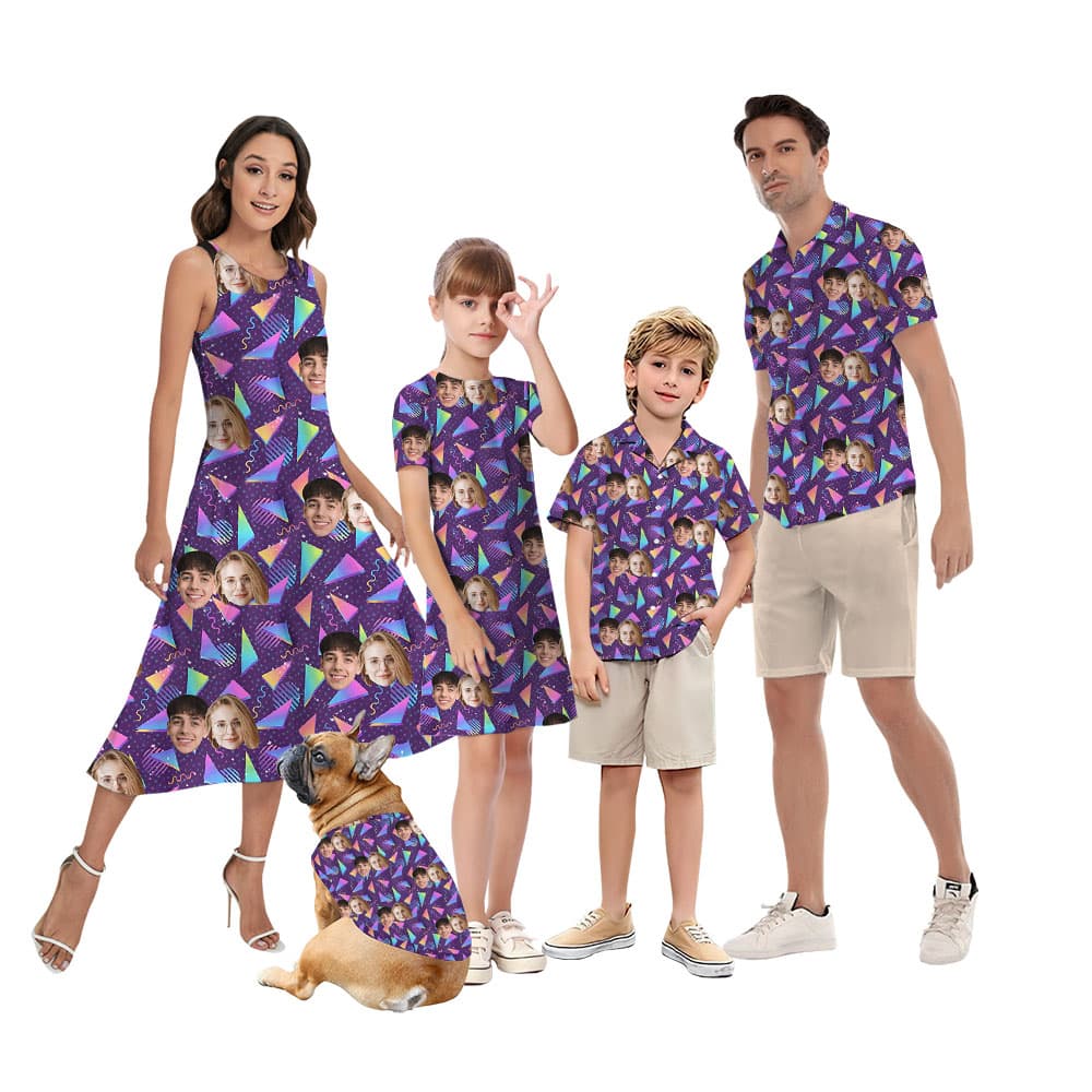 Custom Face Vaporwave Arcade Matching Family Outfits1