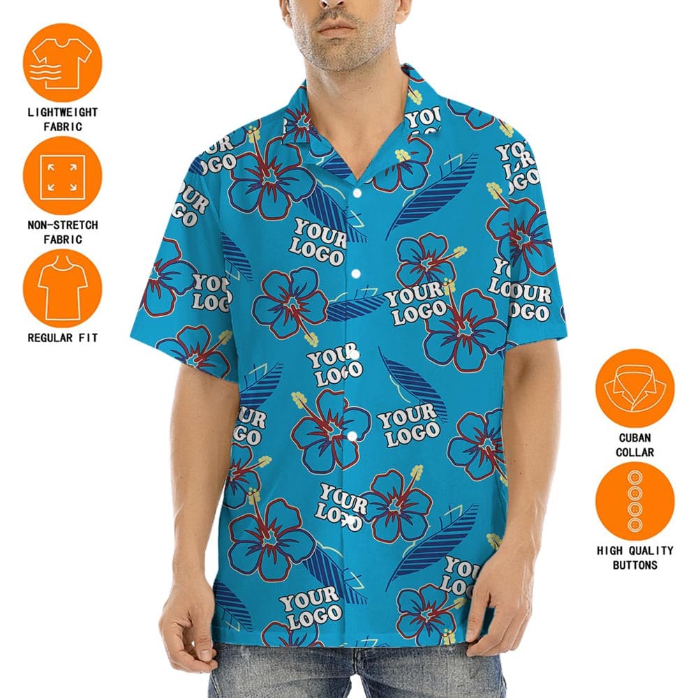 Custom Logo Blue Men's Hula Shirt