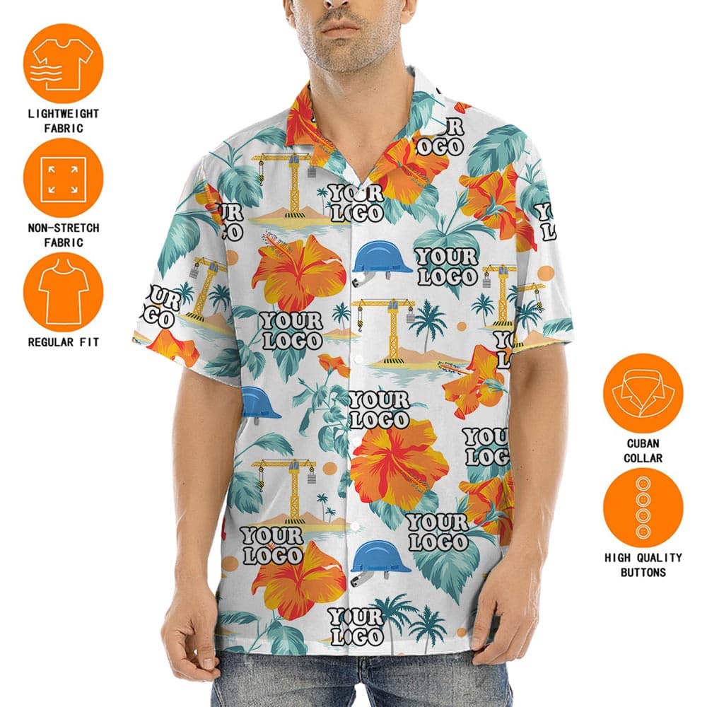 Custom Logo Construction Theme Hawaiian Shirt