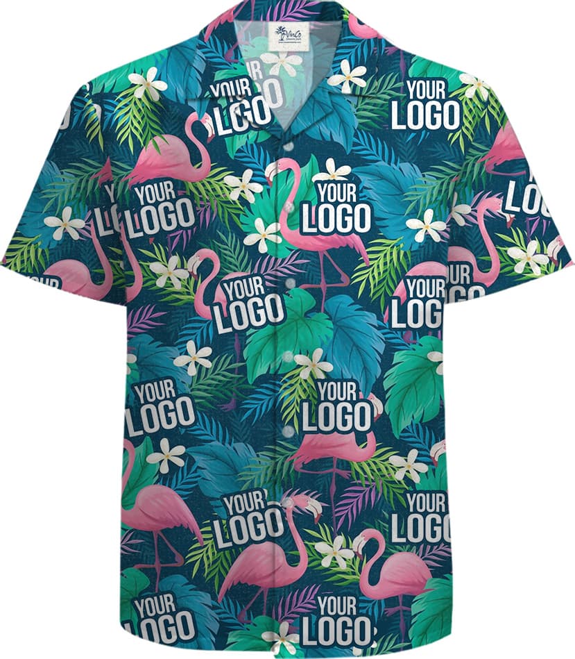Custom Logo Flamingo 100% Cotton Tropical Shirt2