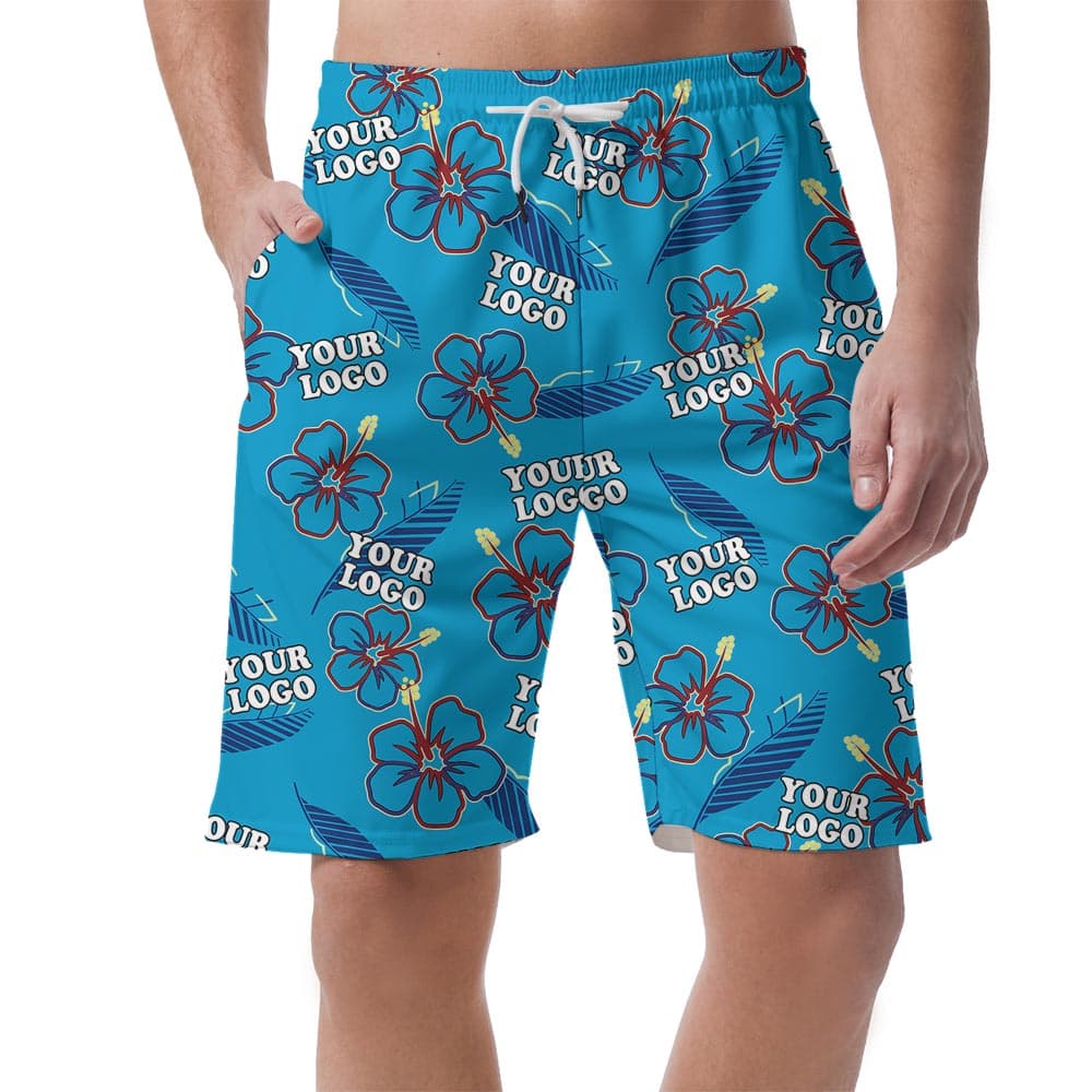 Custom Men's Floral Summer Shorts With Logo