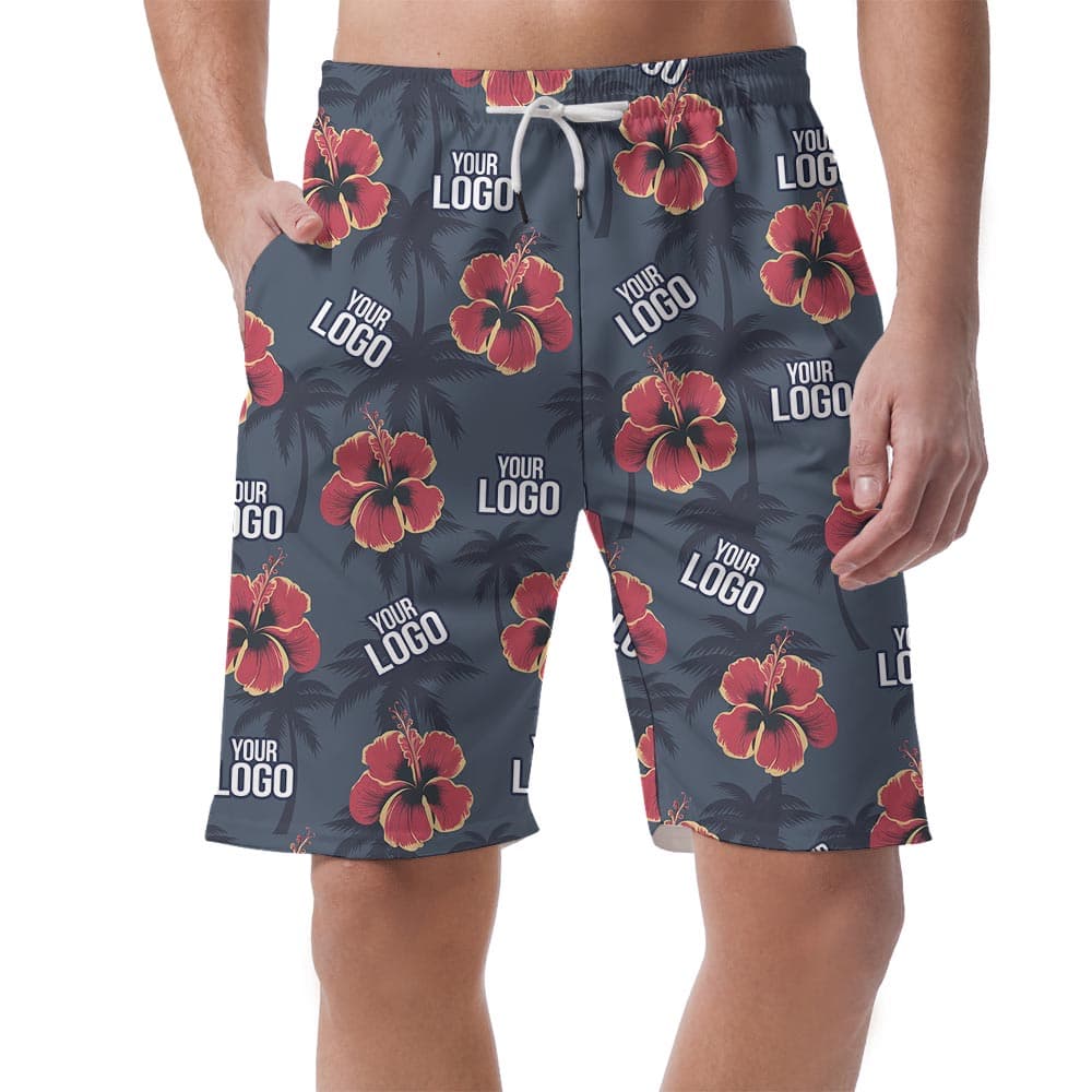 Custom Men's Matching Beach Shorts With Photo Navy