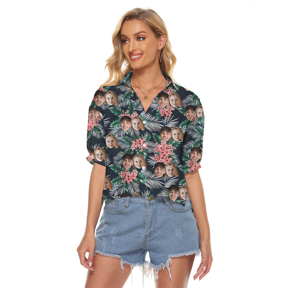 Custom More Faces On Women's Hawaiian Crop Top1