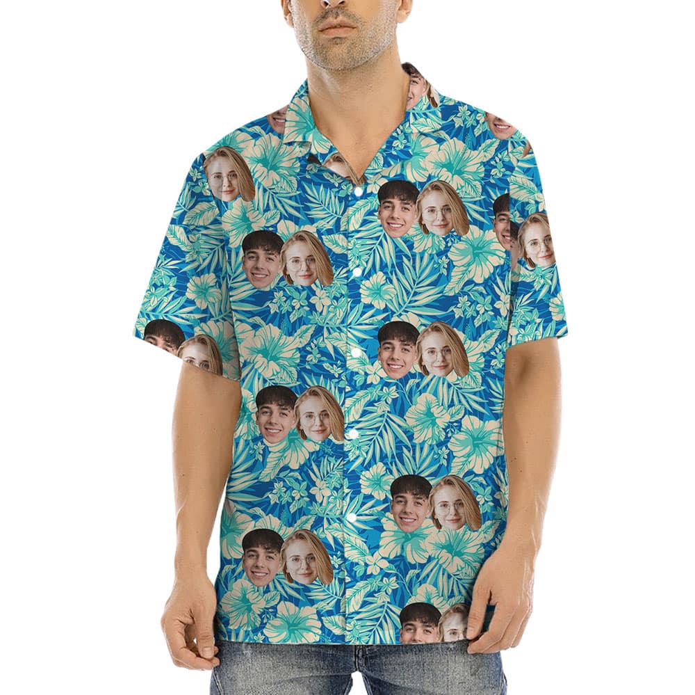 Custom Photo Hawaiian Shirt With Couple Faces1