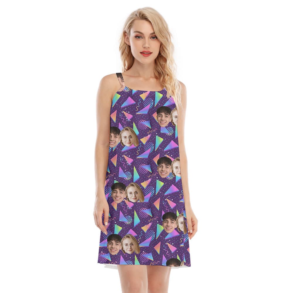 Custom Photo Vaporwave Arcade Ladies Cami Dress1