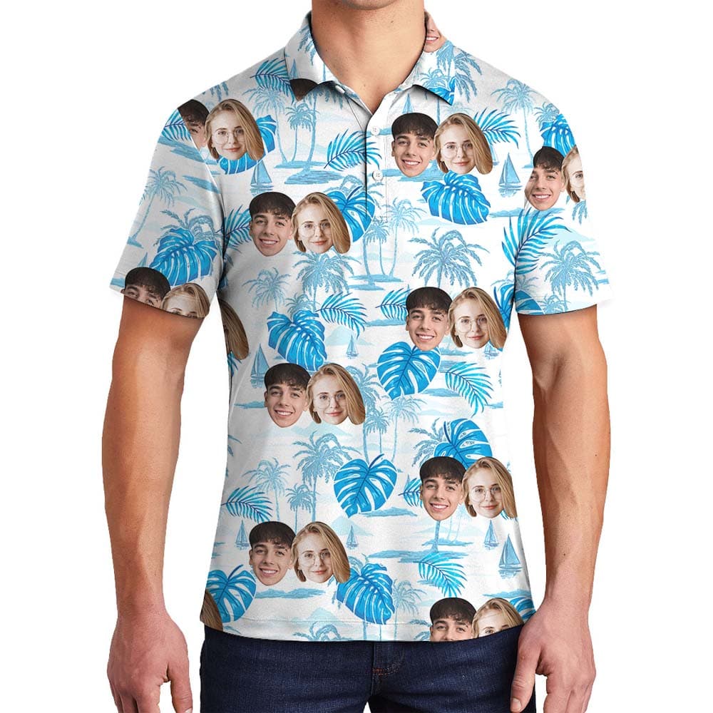 Customizable Face Palm Tree Collared Shirt4