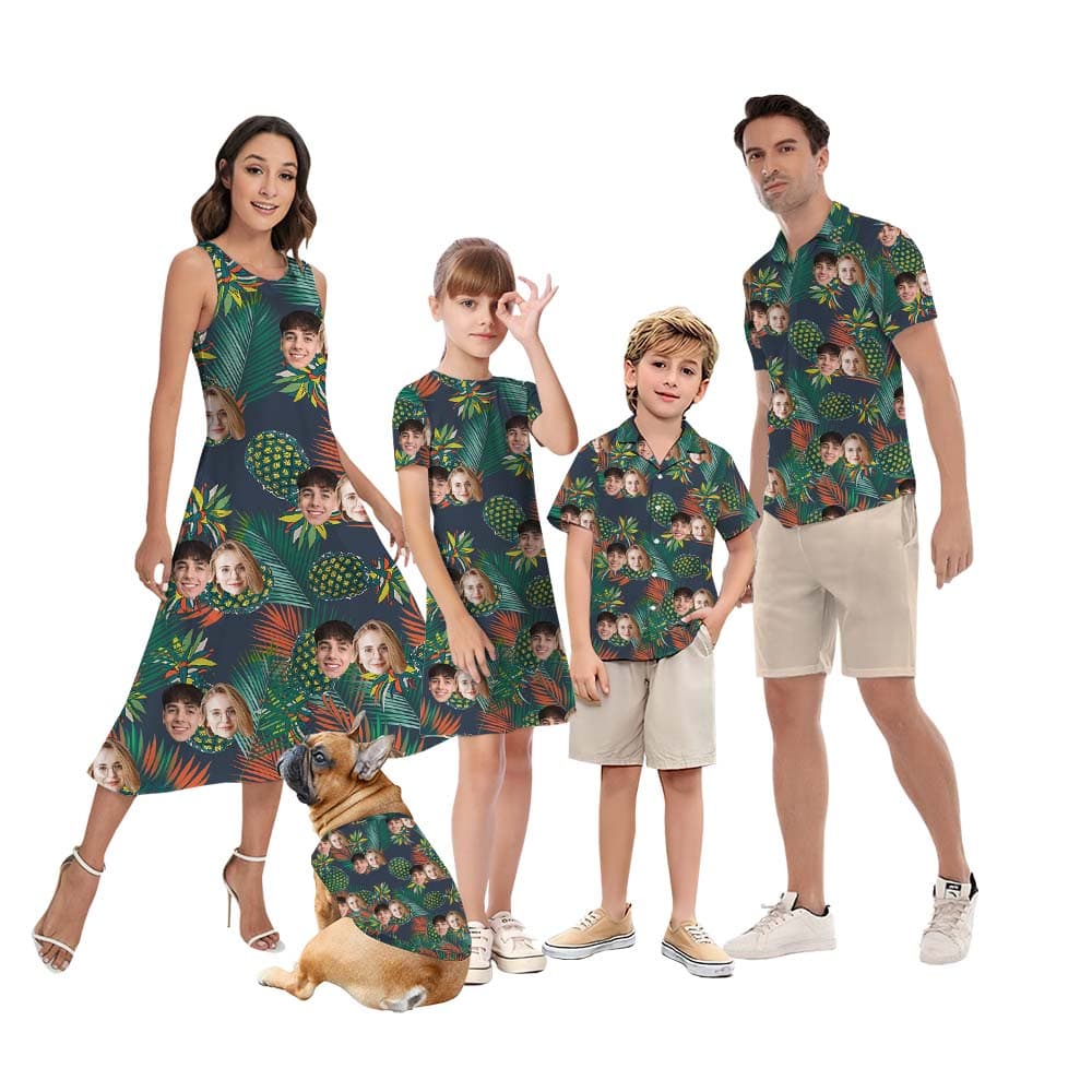 Customizable Pineapple Matching Hawaiian Shirt With Faces1