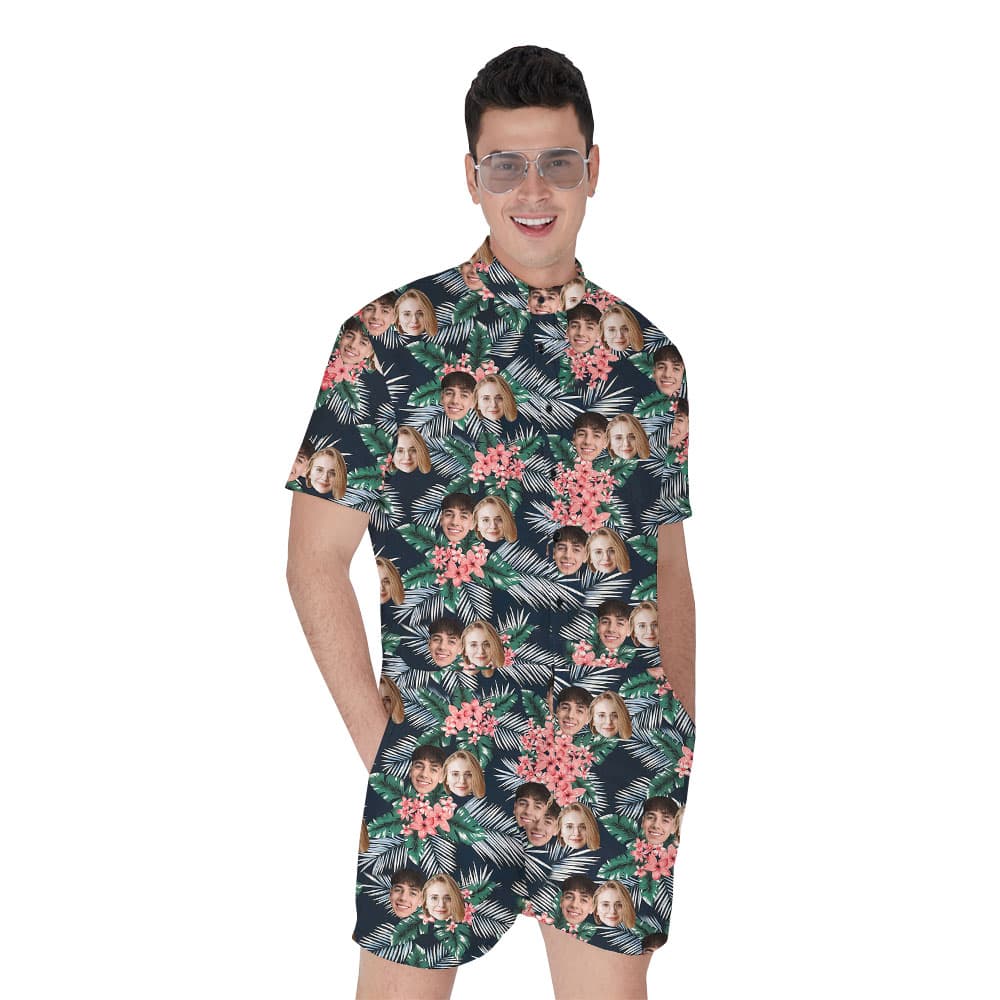 Customize Faces Tropical Leaf Men's RompHim1
