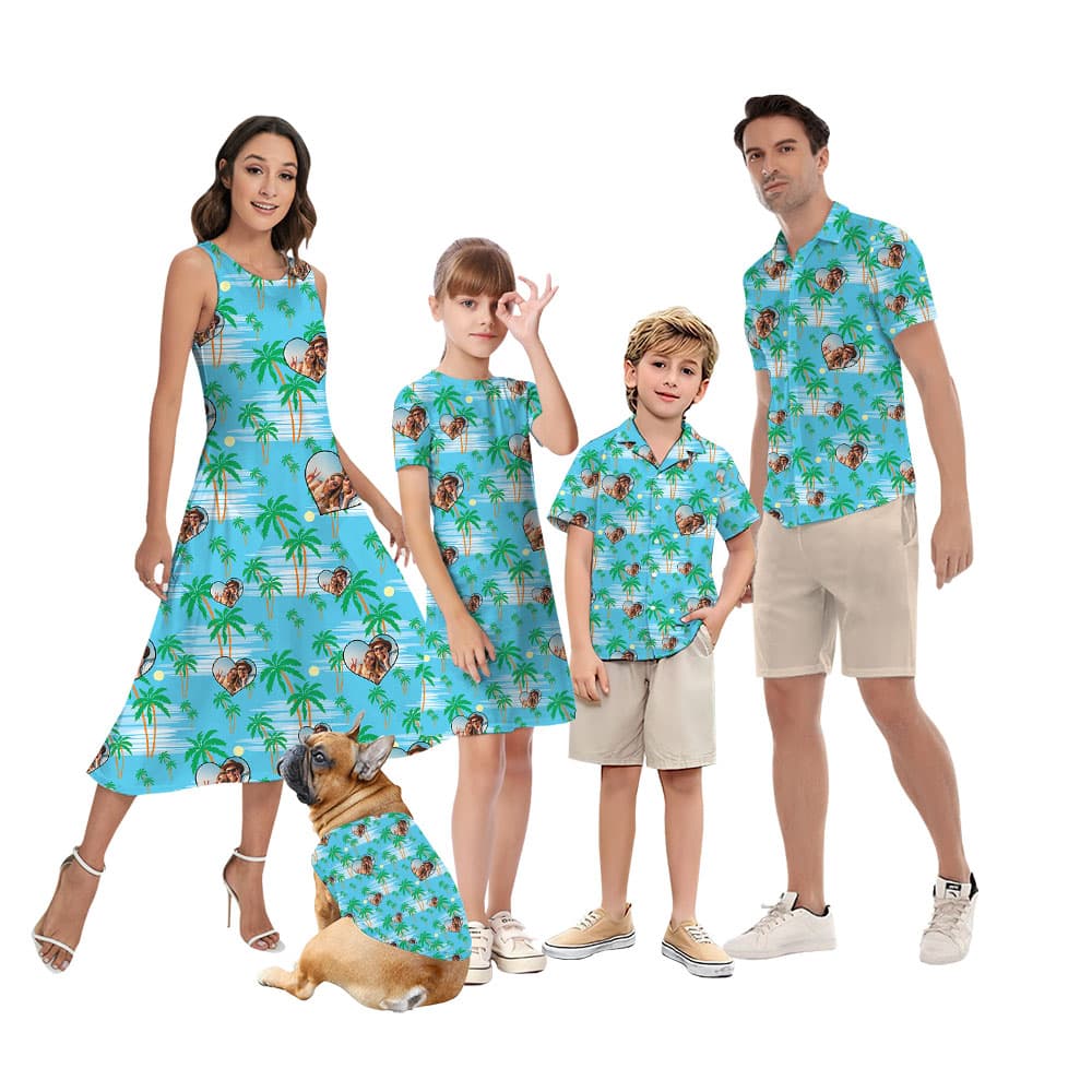Cute Family Aloha Wear With Custom Photo In Heart6