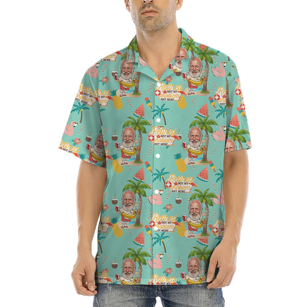 Face On Retirement Men's Hawaiian Button Up Shirt1