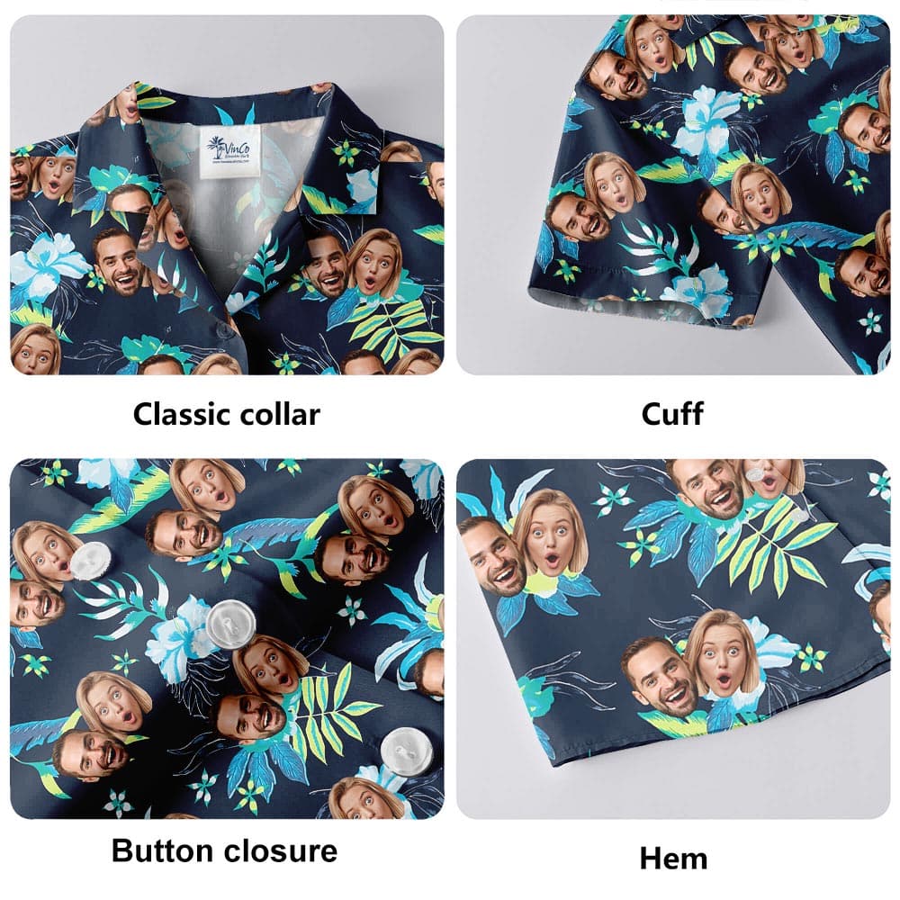 Floral Men's Hawaiian Shirt With Your Photos