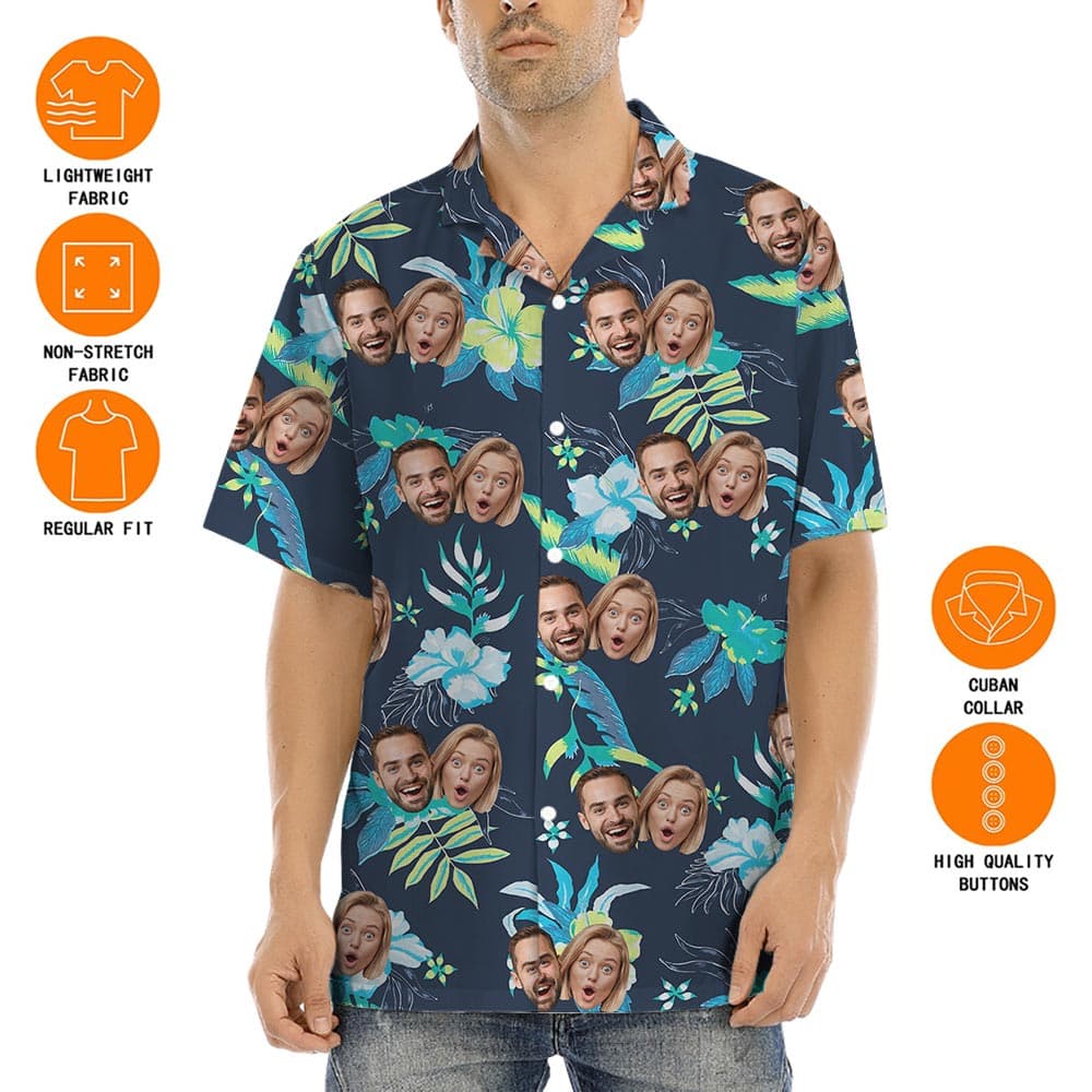 Floral Men's Hawaiian Shirt With Your Photos