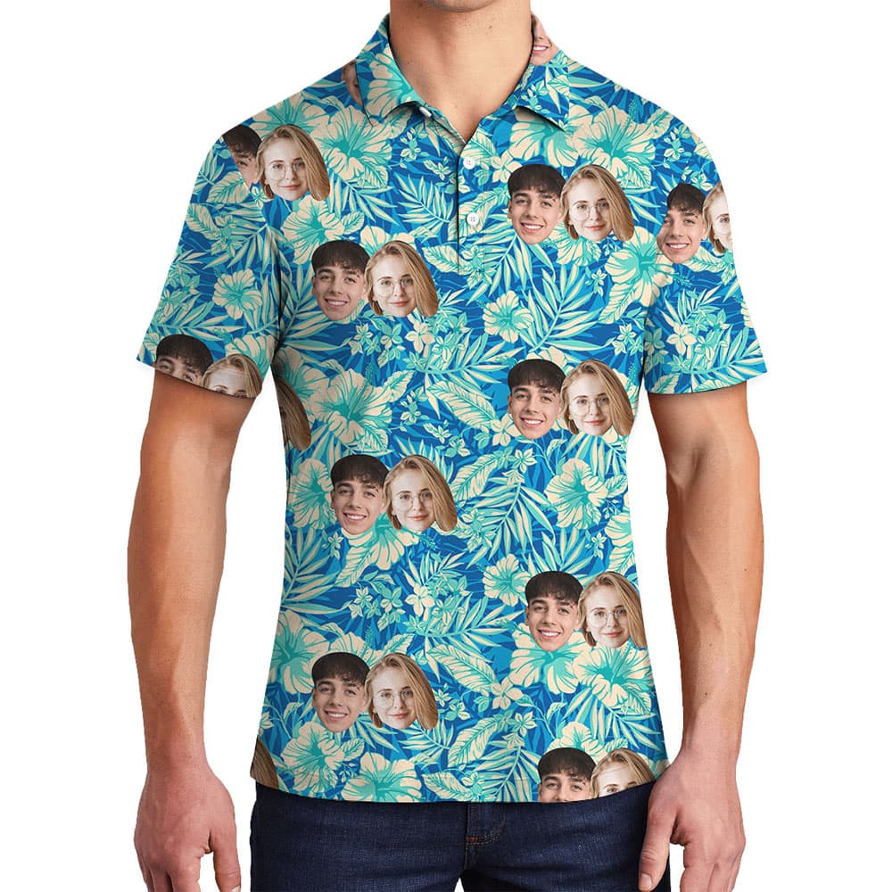 Funny Aloha Men's Golf Polo Shirt With Faces1