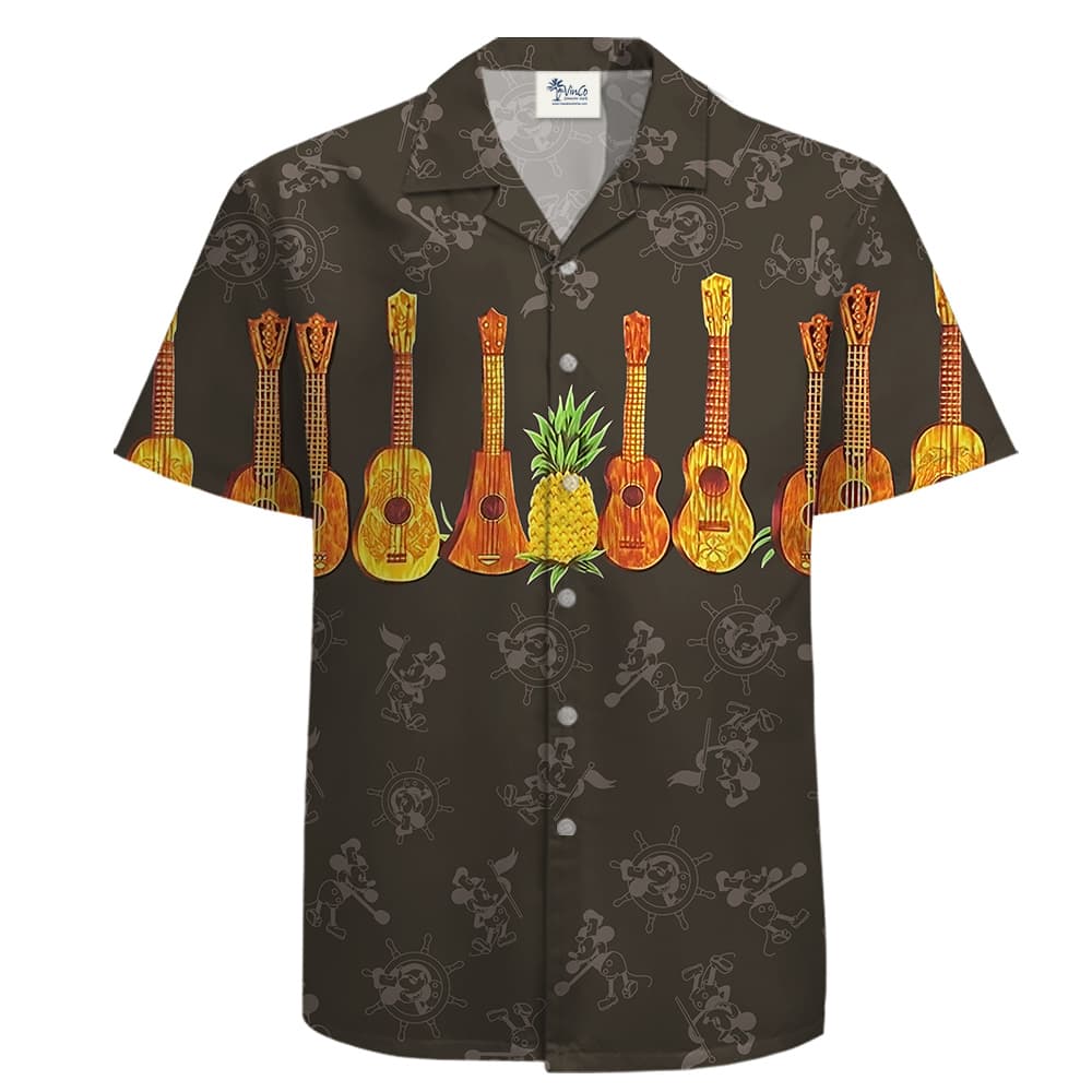 Hawaiian Shirt with Mickey 1928 and Guitar Pattern
