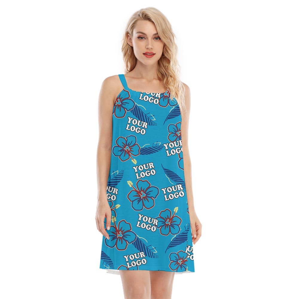 Lovely Women's Blue Hawaiian Dress Custom Logo