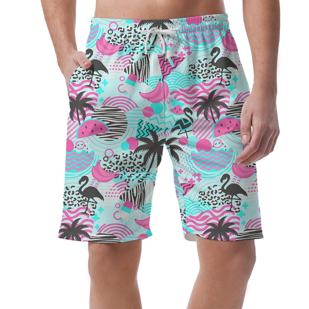 Men's Retro Flamingo Hawaiian Shorts