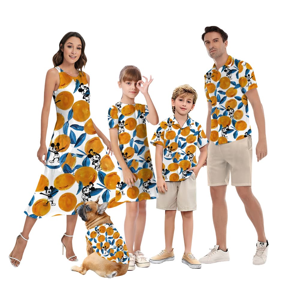 Matching Family Outfits with Mickey and Orange Theme