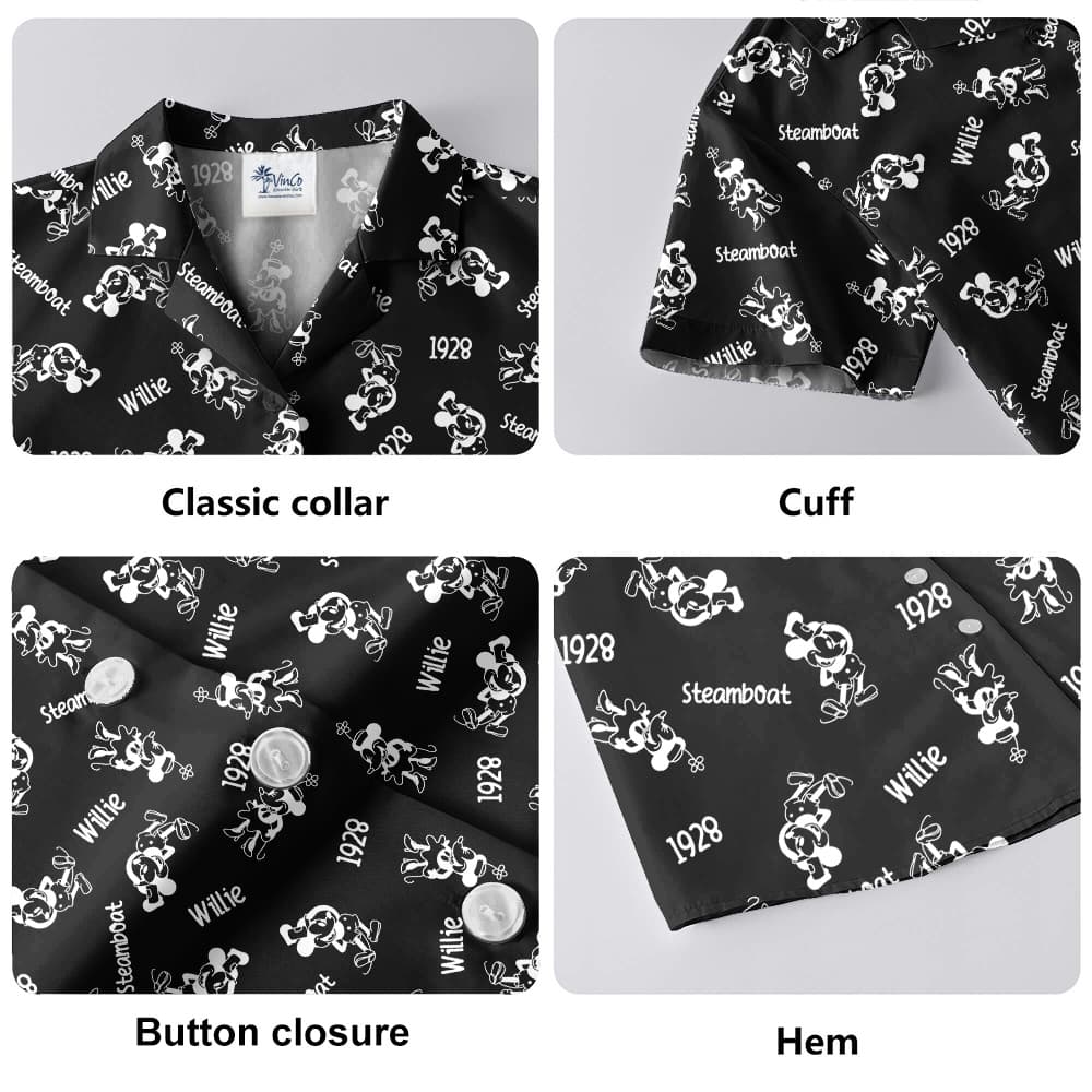 Mickey Steamboat Willie Movie 1928 Black Hawaiian Shirt